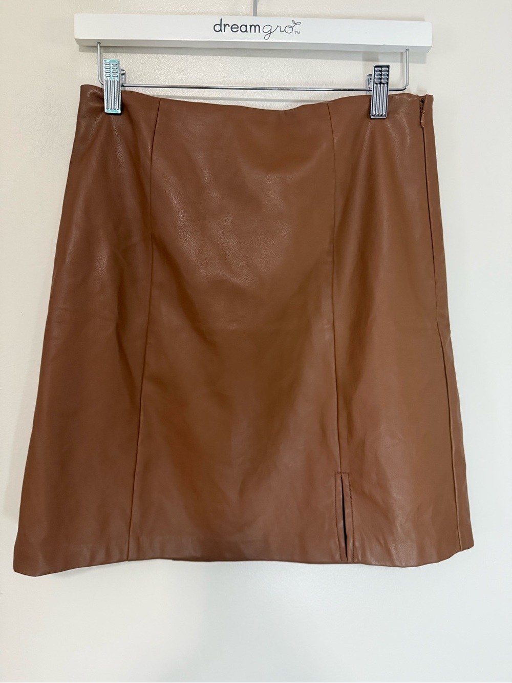 Loft Brown Faux Leather A-Line Skirt in size 2